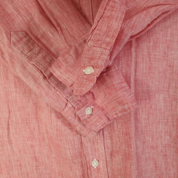 FRANK & EILEEN Women Shirt Dress Murphy Coral Button Up 100% Linen Itali… - Picture 8 of 9